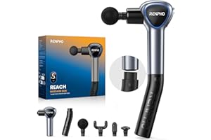 ‎RENPHO RENPHO Massagepistole Bestes Weihnachtsgeschenke mit Verlängerungs Griff, Reach Massage Gun Massagegerät, Muskel Massage mit Berührbarem LED Bildschirm für Heimtraining und Entspannung, Grau