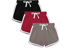 Auranso Kinder Mädchen Kurze Hose Shorts Sporthose Radlerhose Baumwolle Sommer Gym Kurz 3er-Pack