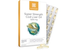 ‎HEALTHSPAN Healthspan Super Strength Lebertran 1.200mg | Unterstützt Herz-, Gehirn- und Augengesundheit | Zusatz von Vitamin A, D3 und Kalzium | Reich an Omega-3-Fettsäuren DHA & EPA | Nachhaltig | 120 Kapseln