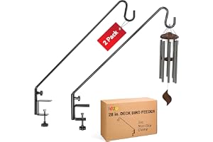 IDZO Däckfågelmatarhängare för räcke, 71 cm däckkrok för fågelmatarstång, hållbar 3 lager pulverlackerad och robust 1 st konstruktion i massivt stål för hängande dekorationer, 2-pack