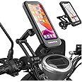 Sounce Bike Phone Mount Waterproof Cell Phone Holder 360 Rotation Motorcycle Smartphone Case Universal Bicycle Handlebar Sensitive Touch Screen Fit Below 4-7.2 Inches Smartphone (Black)