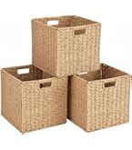 Panier Pliable Panier Rangement Tressé Aluusy - Lot De 2 Cubes Pliables En Papier Jacinthe D'eau 28x28x28cm Cube Rangement Pliable étagère