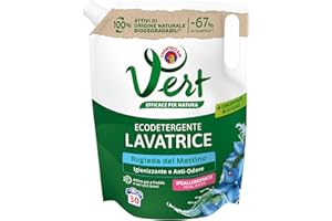 CHANTECLAIR VERT Vert - Ecodetergente Lavatrice - Fragranza Rugiada del Mattino, 100% Origine Naturale, Funzione Igienizzante & Anti Odore, Efficace anche a Freddo e nei Lavaggi Brevi - Flacone da 1200 ml, 30 Lavaggi