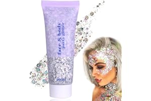 EHIOG Body Glitter Gel, 50ml Face Glitters Body Gel Sequins Shimmer Liquid Eyeshadow, Mermaid Sequins Sparkling Chunky Body Lotion Glitter Liquid, for Face Body Eye Hair Nail DIY Makeup Decoration-Silver#05