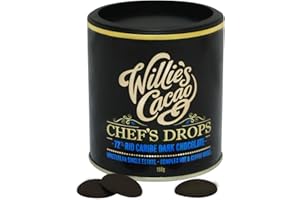 Willie's Cacao - Rio Caribe 72% Dark Chocolate Chef's Drops 150g - Couverture chocolate with coffee, nutty notes - For cooking & baking - Vegan