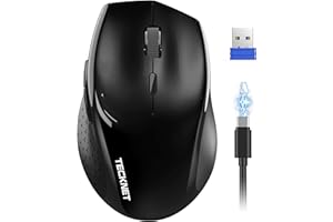 TECKNET PRO Rechargeable Wireless Mouse, 2.4GHz Computer Mouse with USB Nano Receiver, 6400 DPI Cordless Optical USB Mouse, 6 Adjustable Levels Silent Wireless mouse for Laptop/PC/Computer-Black