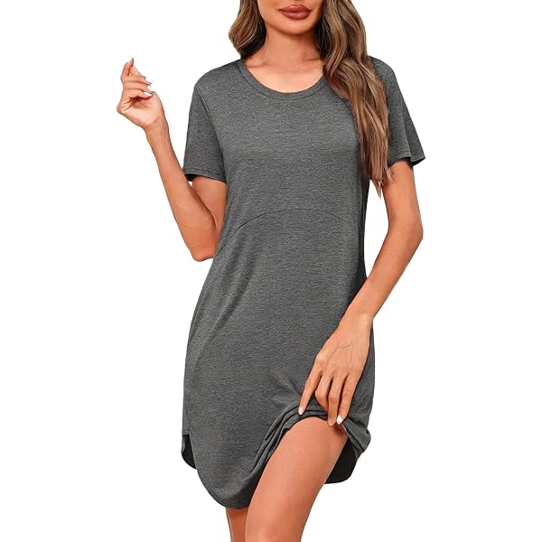 Love My Fashions Camicia Da Notte Donna In Cotone - T-Shirt Lunga Morbida Con Tasca E Girocollo - Maniche Corte - Taglie Dalla S Alla 3XL (UK 8-18) - Colori Vari - 2