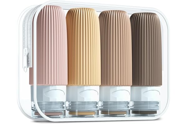 Gemice Flacons de Voyage en Silicone 60 ml, 4 Pack Étanches, Cosmétiques à Remplir, Récipient Sans BPA, Approuvé par la FDA, Pour Lotion