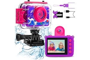 GKTZ Kids Camera Waterproof Girls and Boys - Toy Gifts for Girl Kids Video Camera Underwater Recorder HD Kids Digital Camera Toddler Children Camcorder Age 3 4 5 6 7 8 9 10 Year Old Birthday Presents