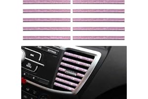 10PCS Youzzei Car Air Vent Outlet Trim Strips, Sparkling DIY Air Conditioner Vent Outlet Trim Interior Decoration Strips, PVC Car Interior Moulding Trim for All Straight of Auto Interior(Pink)