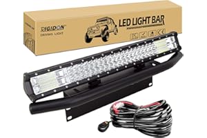 ‎RIGIDON RIGIDON Led lichtleiste mit 12V kabelbaum und kfz kennzeichenhalterung, Dreireihige 23 Zoll 58cm 324W Offroad Beleuchtung für SUV Offroad Offroad, LKW, Fahrzeuge, 6000K Weiß led nebelscheinwerfer