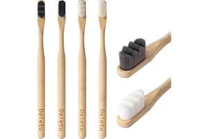 Daletu Spazzolino Bamboo 20,000 Setole Extra Morbide 4 Pezzi | 100% Senza BPA, Organico ecologico, Forte Capacità Detergente, per Persone Con Gengive Sensibili