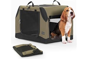 Petsfit Dog Travel Crate for Car, Easy On The Go, Easy to Stow, Adjustable Compatibility, Indoor and Outdoor Lightweight Soft Dog Carrier for Car 76 cm L x 50 cm W x 49 cm H Green