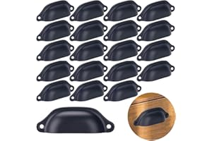 anyuan boy 20 Pièces Poignées de tiroir vintage en fer et coquillage noir pour cabinet, tiroir, armoire à pharmacie