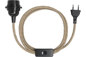 ‎EAZY CASE EAZY CASE - Lampenfassung E27 mit Kabel aus Jute [SCHALTER] - Fassung E27 Kabel - Lampenfassung mit Schalter - Lampenkabel Fassung - Glühbirne mit Kabel - DIY Lampenfassung Pendelleuchten Stecker