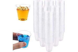 Vexillic Bicchieri Plastica, 200 Pezzi Bicchieri da Liquore Trasparente 60ml Riutilizzabili Dessert Caffè Bevande Finger Food Bicchierini da Shot Colpo per Feste Compleanni Matrimoni Picnic
