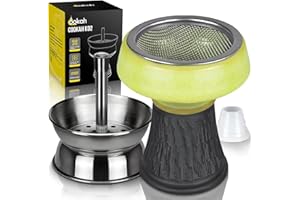 COOKAH Narghilè teste set in pietra, con inserto per camino, accessori universali per narghilè, testa per tabacco e camino e guarnizione per narghilè, testa K02, Verde