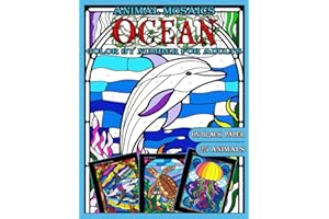 Mosaic Animals: Ocean Life: Color by Number for Adults: Stained Glass Activity Book with Sea creatures, Coloring Quest on Black Paper, Puzzle ... and Stress Relief |Black Background|: 4