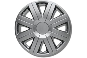 Albrecht 14 Pouces Argent enjoliveurs pour Jantes en Acier - Cosmos enjoliveur de Roue en Plastique avec Peinture en Couches - Enjoliveurs dans l'emballage d'origine Albrecht - Fabriqué en UE
