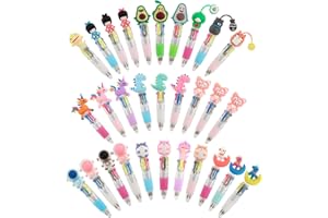 LWMTT 30 Stylos À Bille Kawaii Cute,ensemble Stylo Bille 4 Couleurs,Mini Stylos,faciles À Écrire,cadeaux Anniversaire Enfants Invites Pour Garçons Filles,Pochette Surprise Enfant