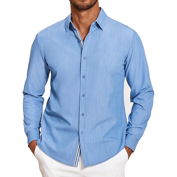 FYLTR Camicia Uomo Tinta Unita Vestibilità Regolare – 100% Cotone Leggero Morbido, Colore Cool Blue, Taglia S
