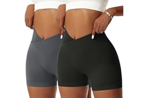 Vertvie Damen 2/3/5 Pack Gym Shorts V Cross Scrunch Butt Push Up Yoga Shorts Stretch Fitness Hosen High Waist Nahtlos Kurz Leggings Butt Lift Workout Booty Sportshorts