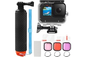 YnewL 60M/197FT 26PCS Underwater Boîtier Étanche Kit with Diving Filter Floating Grip for Go Pro Hero 13/12/11/10/10/9 Black Accessory Dive Kit, Camera Diving Accessory Kit
