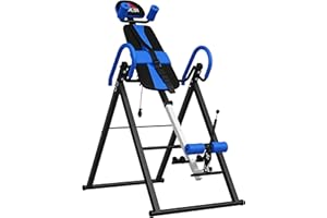 HOMCOM Tabla de Inversión Plegable con Bloqueo de Inclinación, Ángulo Ajustable hasta 90°, Banco de Inversión con Cinturón y Almohadillas de Seguridad para Aliviar Espalda, Mejorar la Circulación