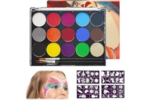 KERANEET Kinderschminke Set 15 Farben Schminkpalette Schminke Kinder Faschingsschminke Theaterschminke Gesichtsfarbe Kinder für Halloween Karneval Urlaubs Party