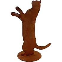Figurine Chat Rouillé Debout 23 Cm Rostikal - Décoration Jardin Extérieur Originale, Résistante Aux Intempéries, Idéale Pour Terrasse Et Balcon - Cadeau Unique