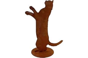 ‎ROSTIKAL Rostikal Edelrost Dekofigur Katze 40 cm stehend auf Bodenplatte Garten Rost Deko Gartendeko Vintage