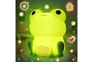 Attivolife Cute Frog Night Light, Soft Silicone LED Touch Lamp for Kid, Nursery Portable Nightlight with Dimmable Timer, Kawaii Bedroom Bedside Table Desk Decor for Boy Girl Xmas Birthday Gifts