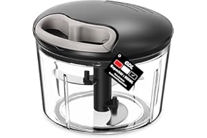 GDL Picadora Manual, Picador de Verduras Para Cocina, Cortador de Verduras Manual Con Cuchilla de Acero Inoxidable 420, Picadora de Alimentos para Ajo, Ensalada, Salsa, Frutos Secos, Carne. Negro