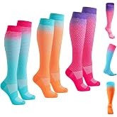 Futuhada Compression Socks Women and Men 3 Pairs, Nylon Sports Compression Socks, Breathable and Non-Slip, High Socks for Run