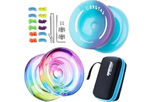 INOVASHON Responsive Yoyo 2er-Pack, Crystal Yoyo K2 für Fingerspin-Trick, Mehrzweck-Yoyo mit extra Nicht reagierendem Yo-Yo-Lager + Entfernungswerkzeug + 12 Yoyo-Saiten + Yoyo-Etui