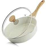 SENSARTE Frying Pan with Lid, 28 cm/4.8 Litre Saute Skillet with Lid, Stay-Cool Handle, Healthy Stone Cookware, Induction Com