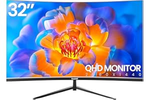 ‎GAWFOLK Gawfolk 32 Zoll QHD Curved Monitor 75Hz, 1440P Home Office Business PC Bildschirm, 1500R Computer Monitor Gaming unterstützt VESA