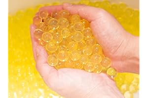 Risai Water Balls, Crystal Gel Beads Perfect for Hydrogel Plants Vase Filler, Centerpiece Silicone Orbs, Non-Toxic Clear Jelly Gems, Growing Bead 5000pcs, Golden Yellow 100g