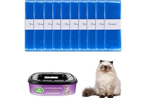 SEIUDKTY Sac Litiere Chat, 6,5m Sac a Litiere Pour Chat 10Pcs Sac Poubelle Litiere Chat Recharges De Litière Compatible Avec Litterlocker/Litter Genie, Boîte Non Incluse