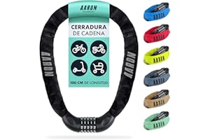 AARON Lock One - Candado para Bici con código numérico de 5 dígitos - Cadena de Seguridad para bicis utilitarias, eléctricas, de Trekking, montaña, Carretera y vehículos eléctricos - Acero