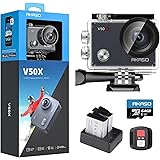 AKASO V50X Action Cam 4K30FPS mit 64GB U3 Speicherkarte Unterwasserkamera WiFi 40M EIS Anti-Shake Action Kamera 4X Zoom mit T
