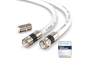 G-PLUG RG6 Coaxial Cable Connector Set, 2 m - Extension for Satellite Cable and Aerial Cable for High-Speed Internet, Broadband/Digital TV - Weatherproof Double Rubber O-Ring and RG6 Press Connector