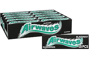 Airwaves Chewing Gum Black Mint, 30 Packs of 10 Pieces, Sugar Free Chewing Gum Bulk Pack with Menthol Freshness (300 pieces)