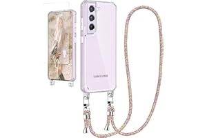 Ciciber Handykette Hülle für Samsung Galaxy S21 FE Handyhülle mit Band und Schutzfolie, Transparent Case mit Schnur zum Umhängen Kordel Necklace Hülle Schutzhülle für Samsung S21 FE, Regenbogen