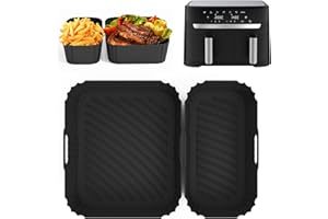 CUNBAYI 2 Pièces Moule Silicone Air Fryer pour Moulinex Easy Fry Dual EZ9018 5,2/3,1 L, Air Fryer Accessoires pour Tefal EY9018 Dual Easy Fry Airfryer, Moule Airfryer Réutilisable Plat