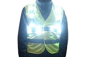 LEDWARNING Gilet Jaune PRO de Sécurité Fluo à 22 Leds blanches DELUXE Vendeur et stock en FRANCE