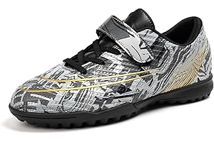 Puvvtyi Kids Football Boots,Anti-Slip Foot Shoes Laceless,Unisex Boys Girls Football Trainers