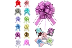 CHEXIN Lazo de regalo grande, 36 unidades, multicolor con cintas de regalo metálicas, lazos de regalo grandes, lazo de dibujo de 18 cm de diámetro, lazos decorativos para envolver bodas, cumpleaños o Navidad