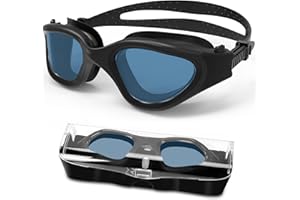 HOTSRACE Gafas de natación polarizadas Anti-vaho Protección UV Impermeable, Gafas Natación visión Clara fáciles de Ajustar para Hombres, Mujeres, Adultos y Adolescentes