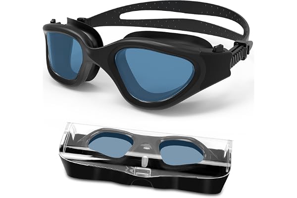 HotSrace Lunettes de natation polarisées/non polarisées antibuée protection UV anti fuite silicone souple vision claire faciles à ajuster pour hommes femmes adultes et adolescents